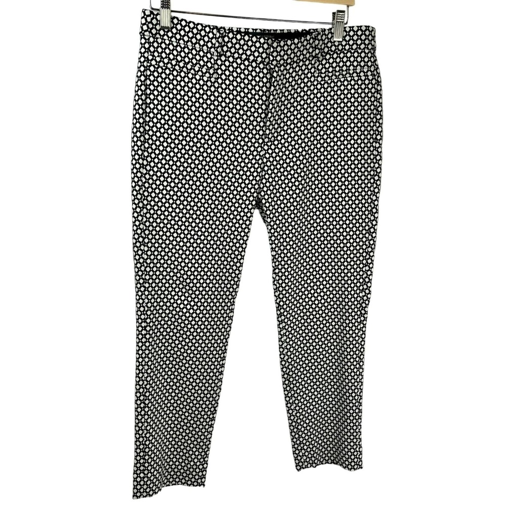 Banana Republic Factory Pants, Size 8, Sloan Crop Style, Diamond, Black White‎ - Picture 2 of 9